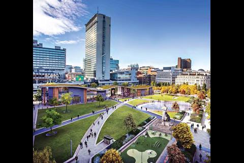 Urban Edge Architecture's proposal to replace Tadao Ando's pavilion in Piccadilly Gardens, Manchester